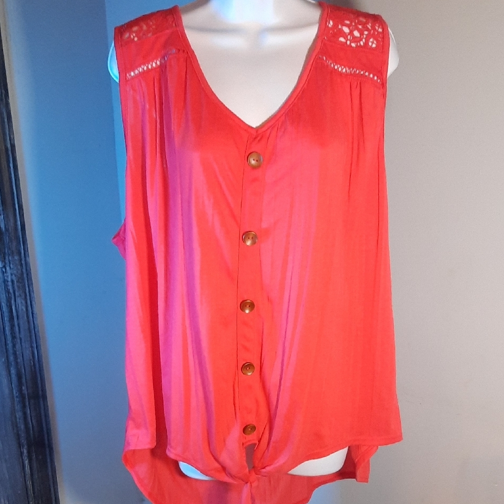 New York Laundry Sleeveless Top - Bright Orange - Picture 3 of 5